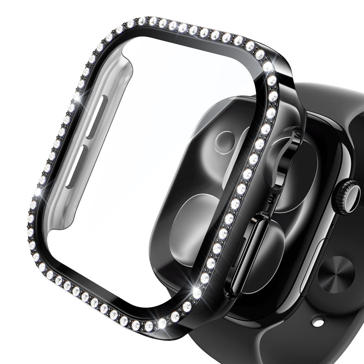 NIMASO Apple watch 11/10/9/8/7/6/5/4/SE3/SE2/SE 対応 キラキラ保護カバー+ガラスフィルム 一体型 防水防塵 1点セット
