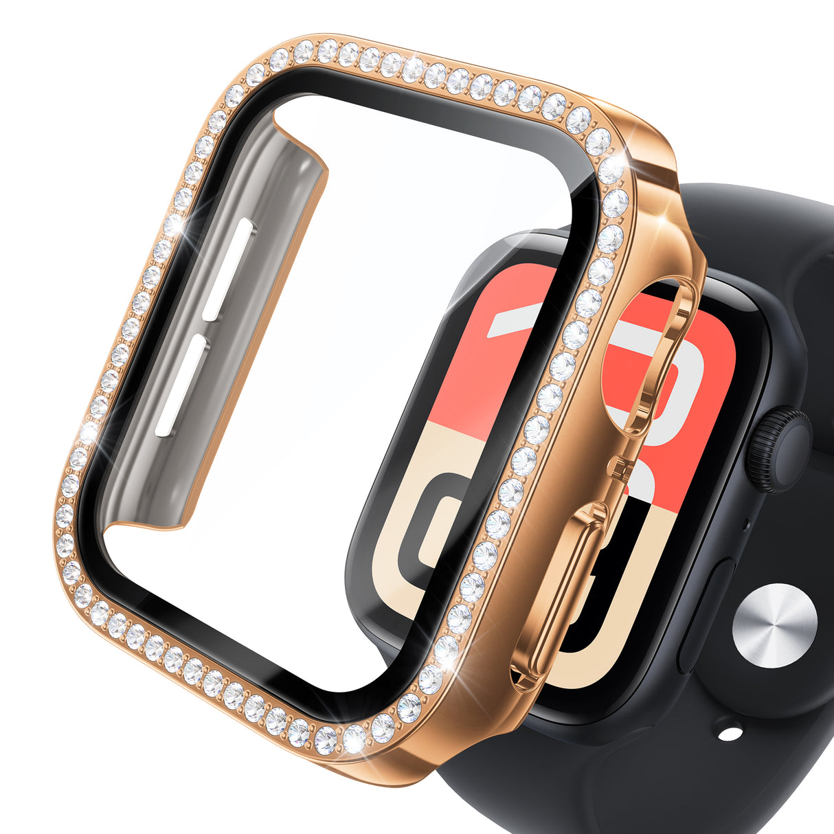 NIMASO Apple watch 11/10/9/8/7/6/5/4/SE3/SE2/SE 対応 キラキラ保護カバー+ガラスフィルム 一体型 防水防塵 1点セット