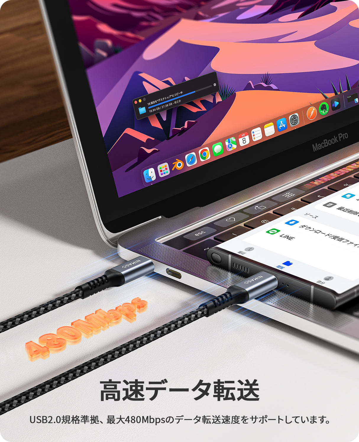 NIMASO USB-C & USB-Cケーブル 60W 急速充電 iPhone17/16/15等機種対応 0.3M/1M/2M/3M長さ