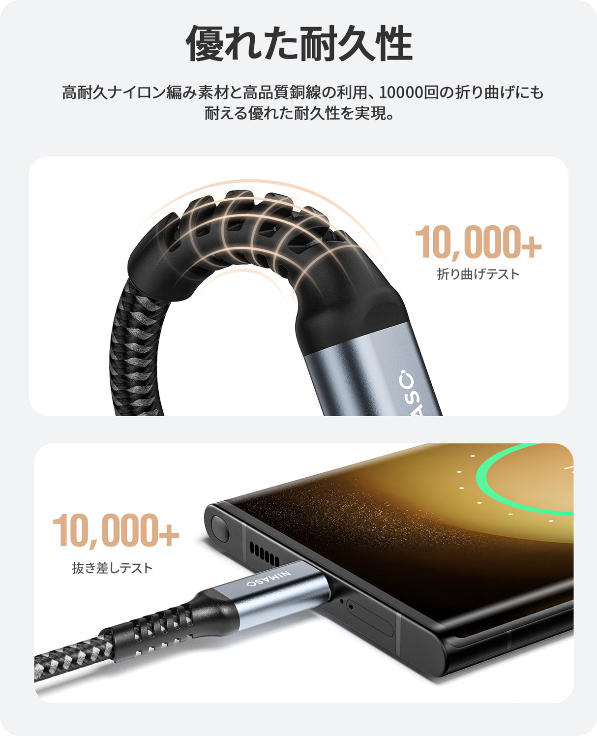 NIMASO USB-C & USB-Cケーブル 60W 急速充電 iPhone17/16/15等機種対応 0.3M/1M/2M/3M長さ