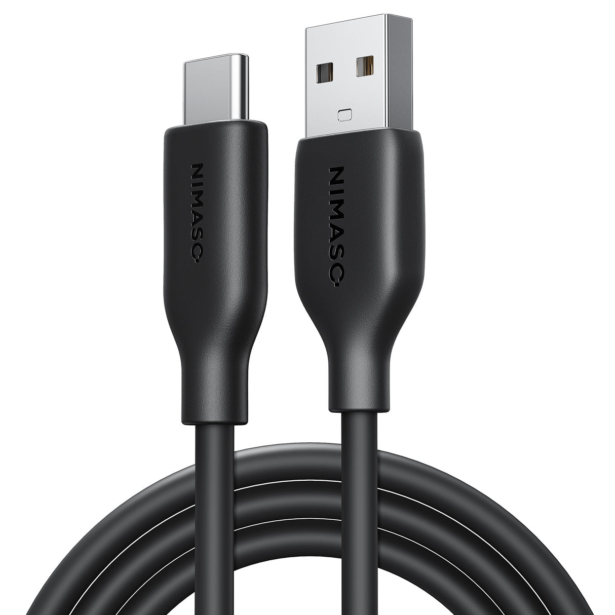 NIMASO USB-A & USB-C ケーブル 絡まないケーブル シリコン素材採用 USB Type C ケーブル 2.0