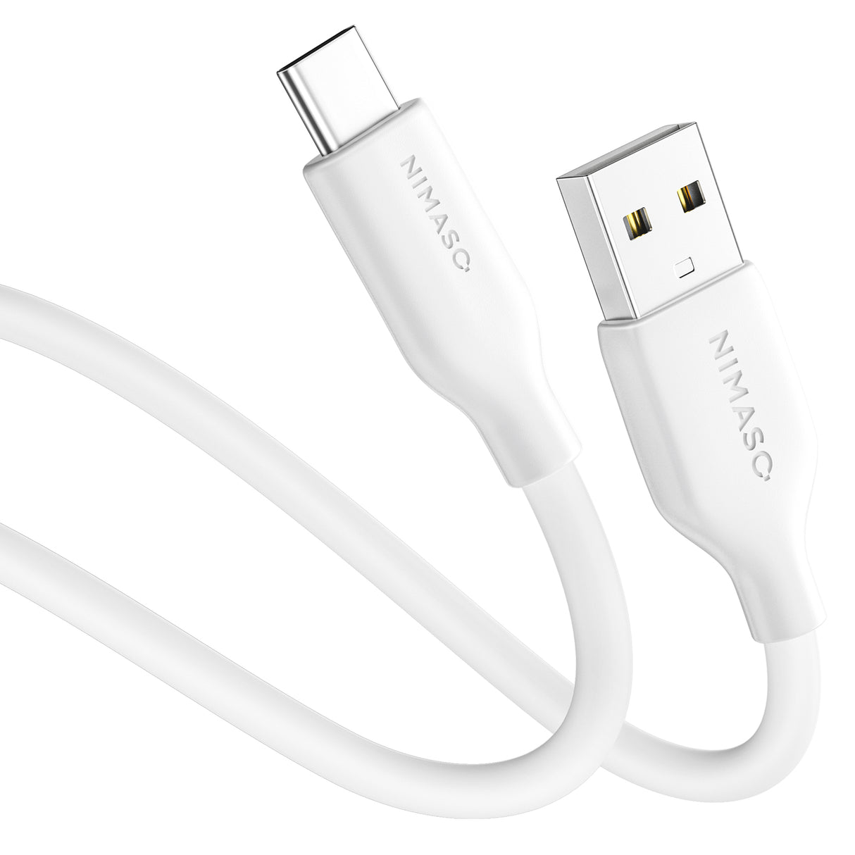 NIMASO USB-A & USB-C ケーブル 絡まないケーブル シリコン素材採用 USB Type C ケーブル 2.0