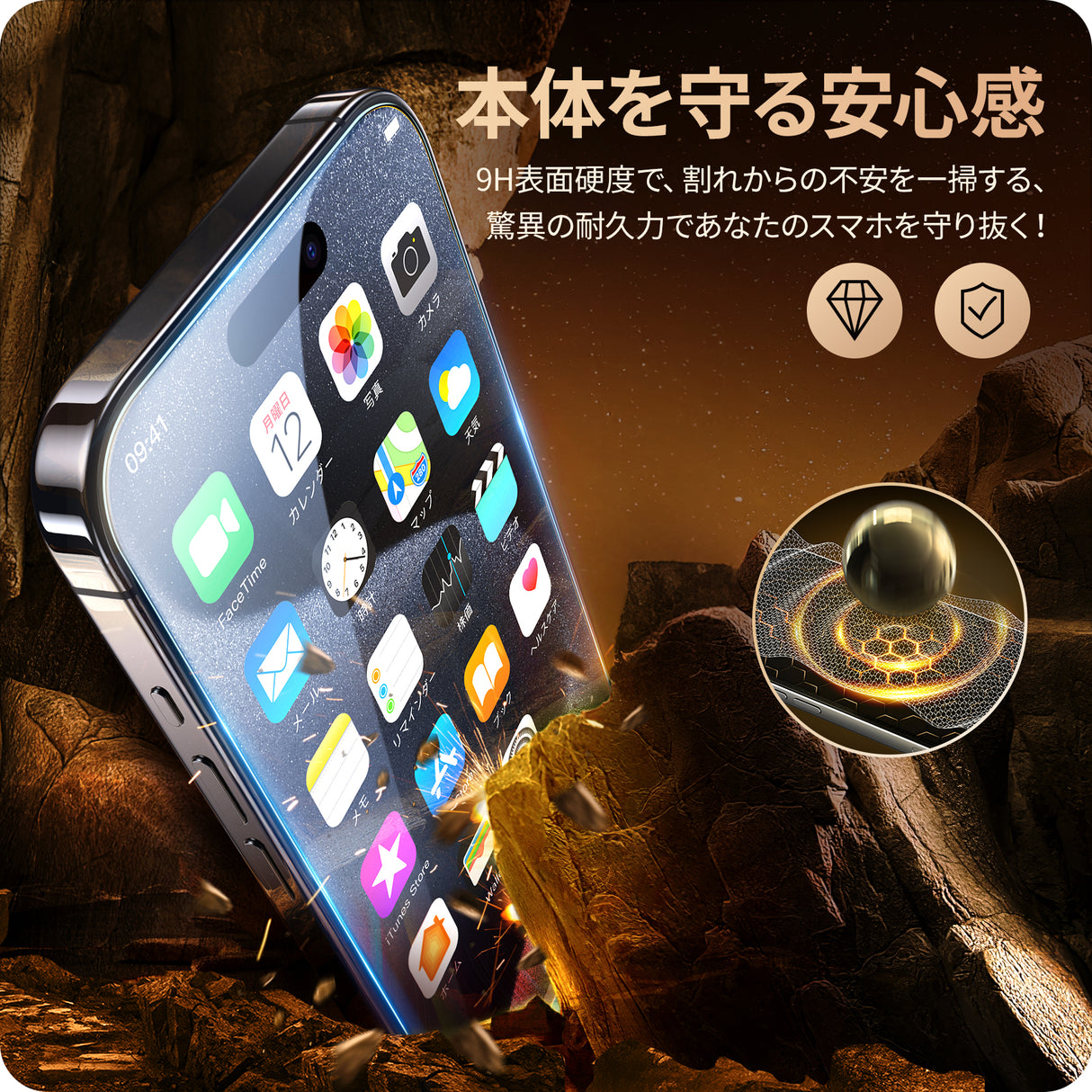 NIMASO iPhone 15 Plus/Pro/Pro Max用 保護フィルム なめらかタッチ ガイド枠付き 2枚セット