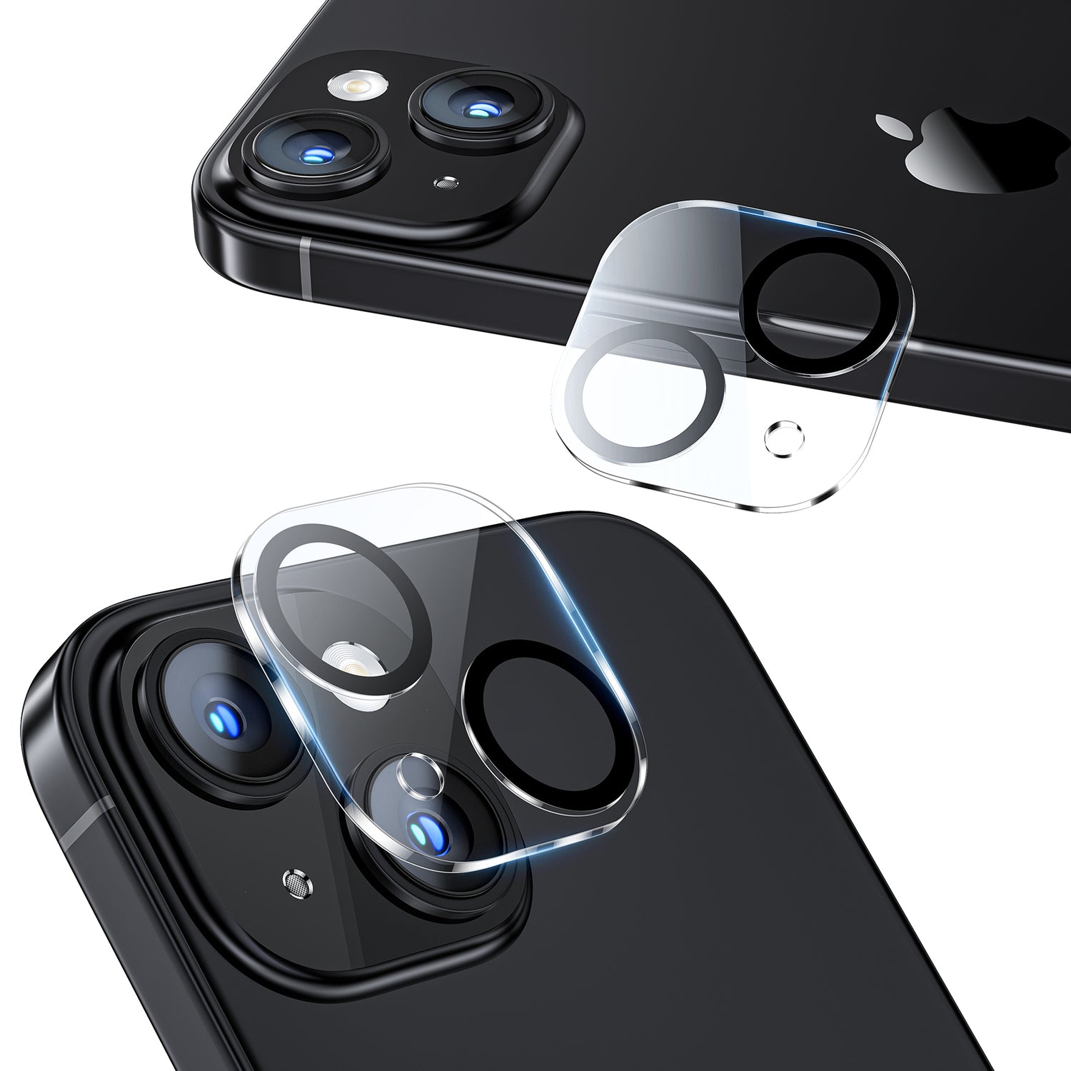 NIMASO カメラフィルム iPhone 15/Plus/Pro/Pro Max用 カメラレンズ カバー 強化ガラス 黒縁取り 2枚セット
