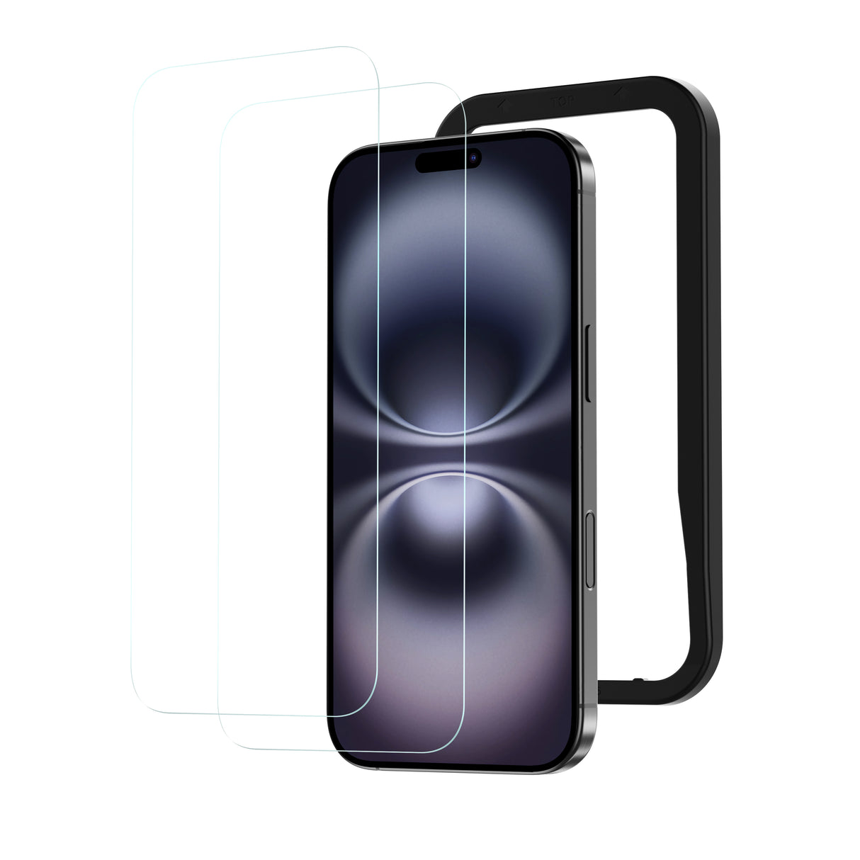 NIMASO iPhone 16/16 Plus/16 Pro/16 Pro Max 用 強化ガラスフィルム ガイド枠付き 黒縁なし【2枚】