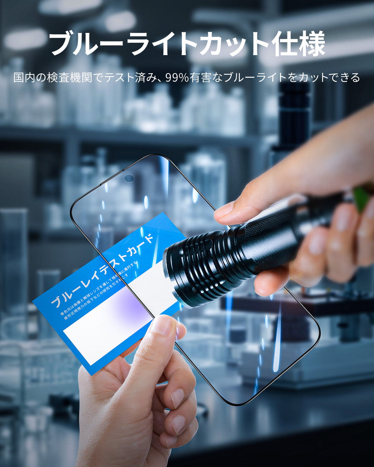 NIMASO iPhone 16/Pro/16 Pro Max 用 ブルーライトカット 強化ガラスフィルム 目の疲れ軽減 黒縁あり 自動除塵ガイド枠【2枚】