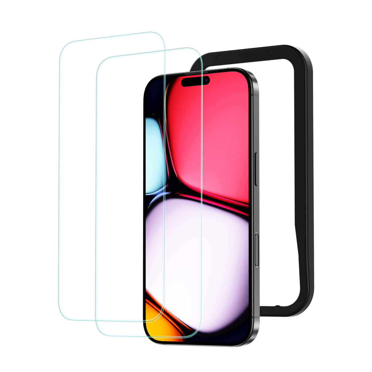 NIMASO iPhone 16/16 Plus/16 Pro/16 Pro Max 用 強化ガラスフィルム ガイド枠付き 黒縁なし【2枚】