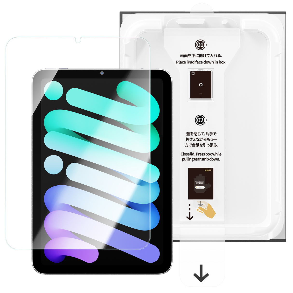 【バリ楽Box】NIMASO iPad mini 7 (A17 Pro) 2024用/iPad mini6 2021用 高通過率ガラスフィルム