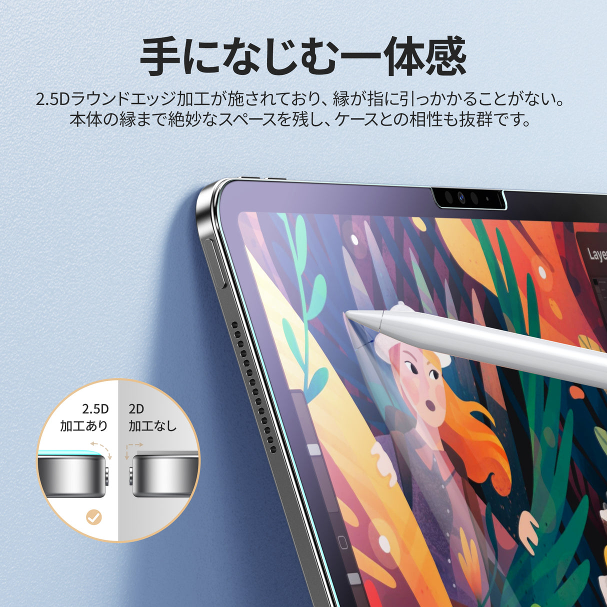 NIMASO ブルーライトカットガラスフィルム iPad Air 13インチ M4 第8世代 2026/iPad Air M3 第7世代 2025/iPad Air M2 第6世代 2024用 ガイド枠付き