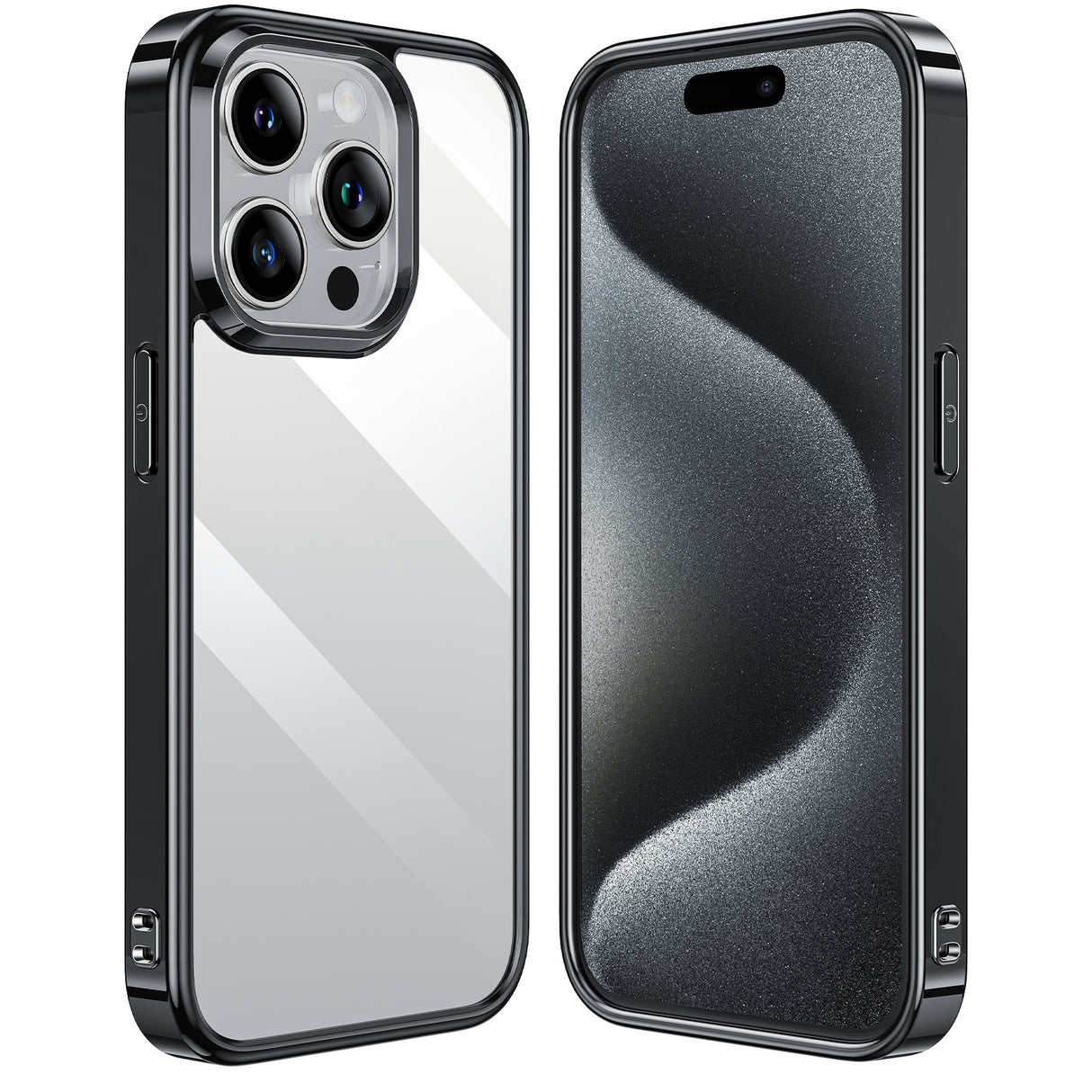 iPhone 15  pro 背面強化ガラス ブラックケース