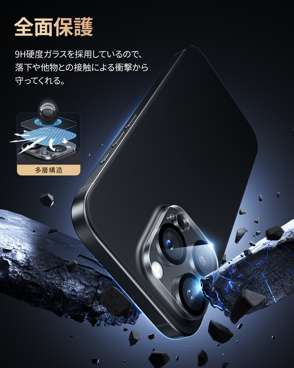 iPhone 16/Plus/Pro/Pro Max用 カメラフィルム 全面保護