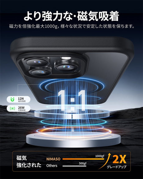iPhone 16/Plus/Pro/Pro Max用ケース MagSafe対応 マット仕上げ 強力な磁力吸着?高速充電体験