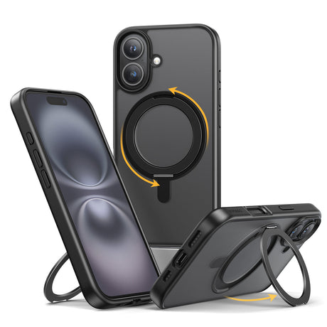 iPhone 16Plus用ケース MagSafe対応 360°回転スタンドケース