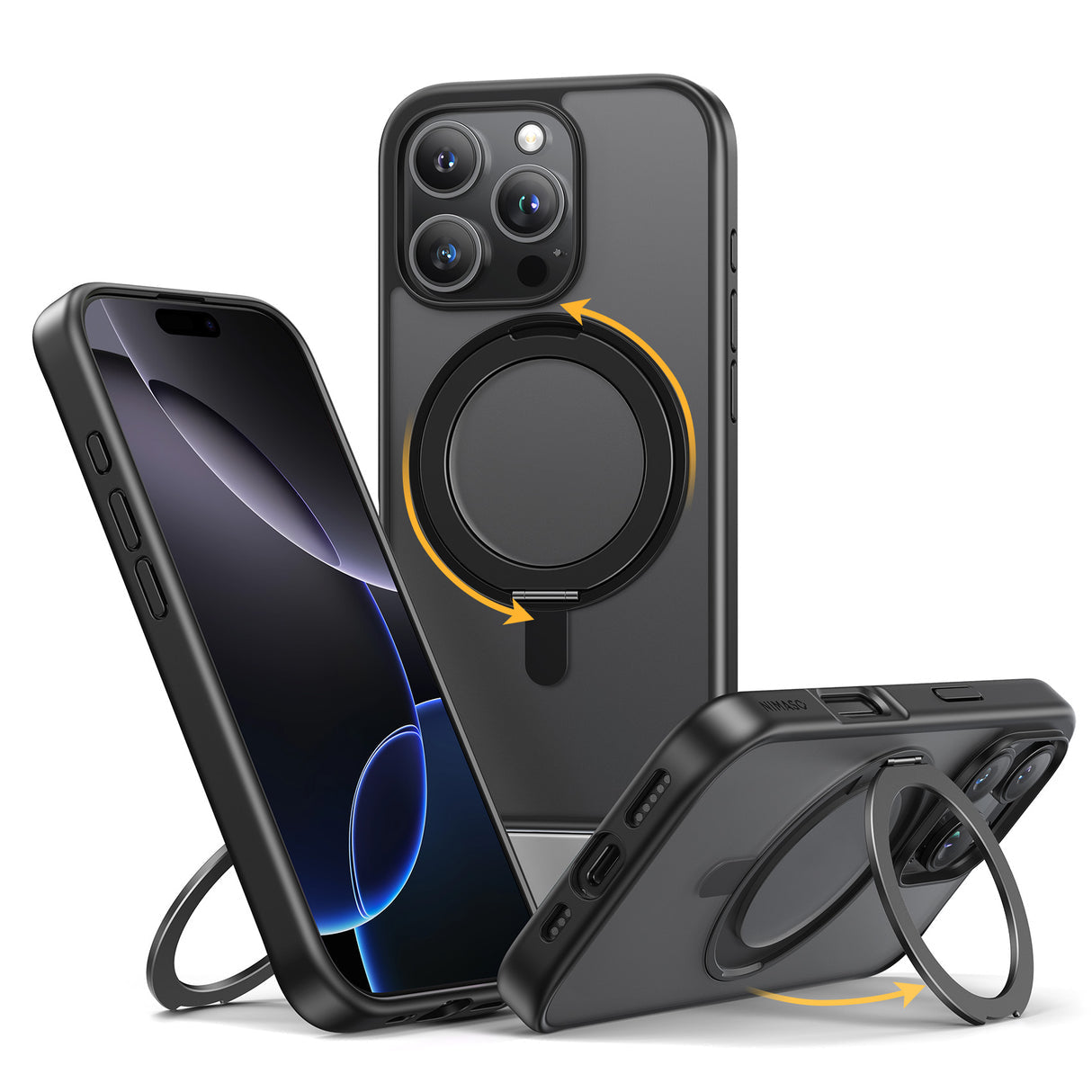 iPhone 16Pro Max用ケース MagSafe対応 360°回転スタンドケース