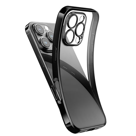 iPhone 16Pro/Pro Max用ケース クリア TPU スマホケース 耐衝撃 黄ばみにくい(清水シリーズ)ブラック