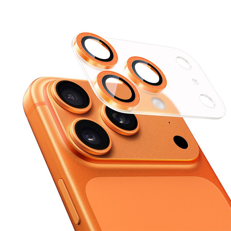 NIMASO カメラフィルム iPhone 17/Pro/Pro Max 対応 アクリル+キラキラ 全面保護 黒縁取り 9H強化ガラス 耐衝撃 1枚セット