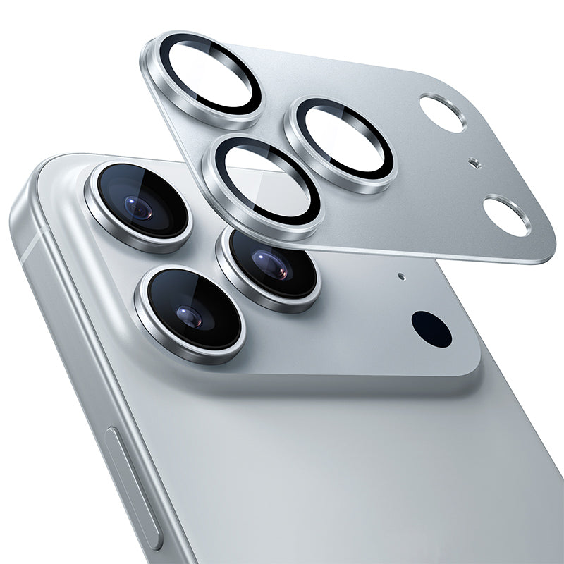 NIMASO iPhone 17/17 Pro/Pro Max/Air用 カメラフィルム アルミ合金+9H強化ガラス 全面保護 黒縁取り 耐衝撃 ガイド枠付き