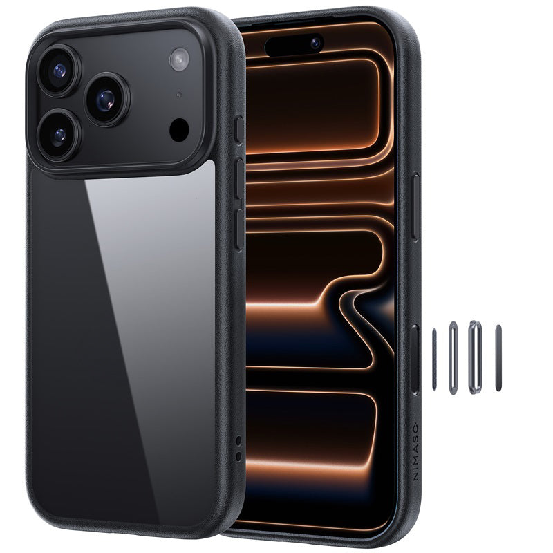 NIMASO iPhone 17/Pro/Pro Max/Air用 ケース クリア 黄変防止 耐衝撃 ストラップホール(氷星シリーズ)