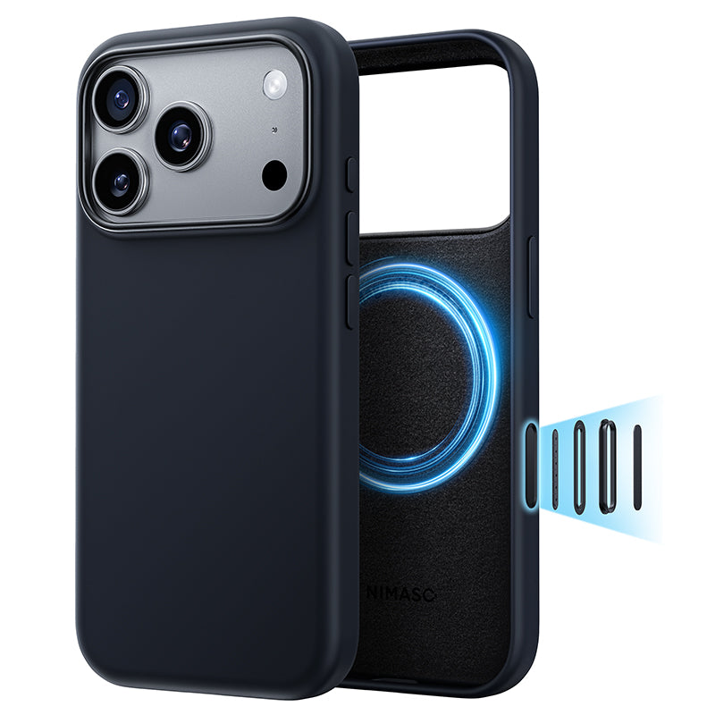 NIMASO iPhone 17/Pro/Pro Max/Air用 ケース MagSafe対応 シリコン 全面保護 耐衝撃 指紋防止 ワイヤレス充電対応 カメラコントロールカバー付き (望見シリーズ)
