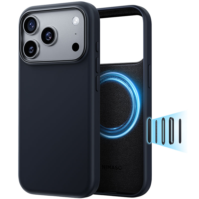 NIMASO iPhone 17/Pro/Pro Max/Air用 ケース MagSafe対応 シリコン 全面保護 耐衝撃 指紋防止 ワイヤレス充電対応 カメラコントロールカバー付き (望見シリーズ)