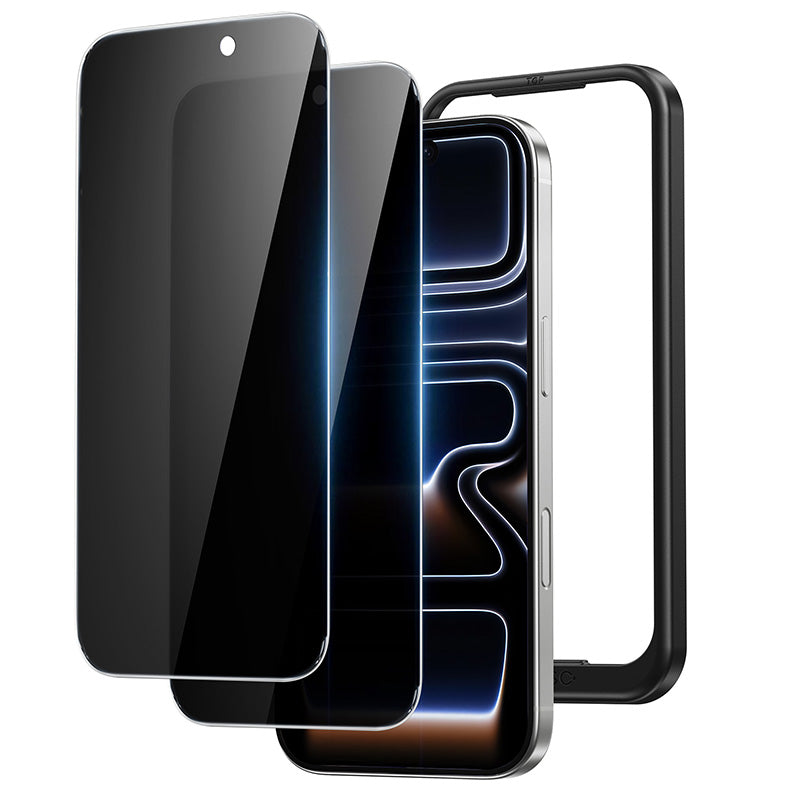 NIMASO iPhone 17/Pro/Pro Max/Air用 強化ガラスフィルム 覗き見防止 指紋防止 ガイド枠付き【2枚】