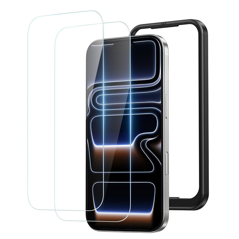 NIMASO iPhone 17/Pro/Pro Max/Air用 強化ガラスフィルム 耐衝撃 ガイド枠付き【2枚】