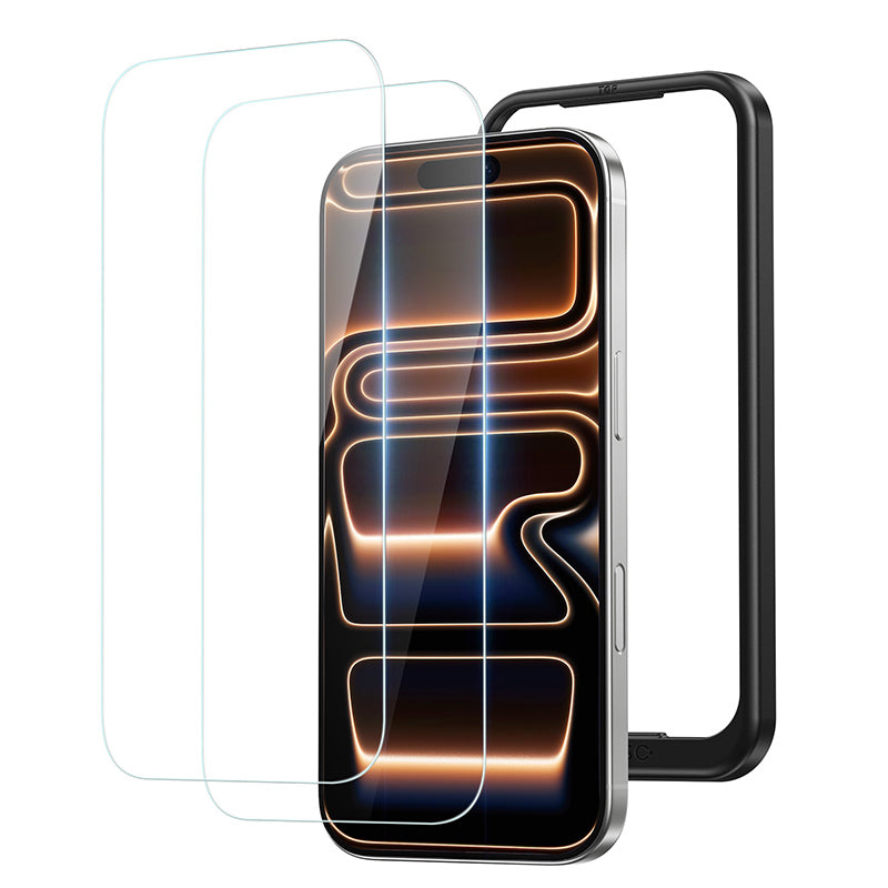 NIMASO iPhone 17/Pro/Pro Max/Air用 強化ガラスフィルム 耐衝撃 ガイド枠付き【2枚】