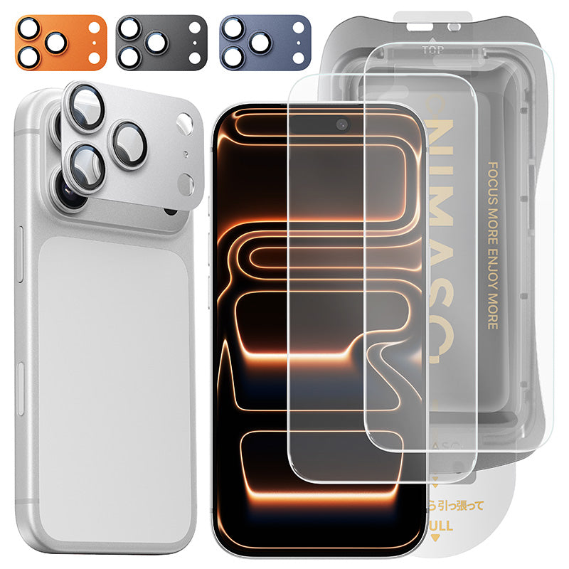 【究極の保護セット】NIMASO iPhone 17 Pro 対応 ガラスフィルム + カメラ保護フィルム クリア / アンチグレア / 覗き見防止 アルミ合金
