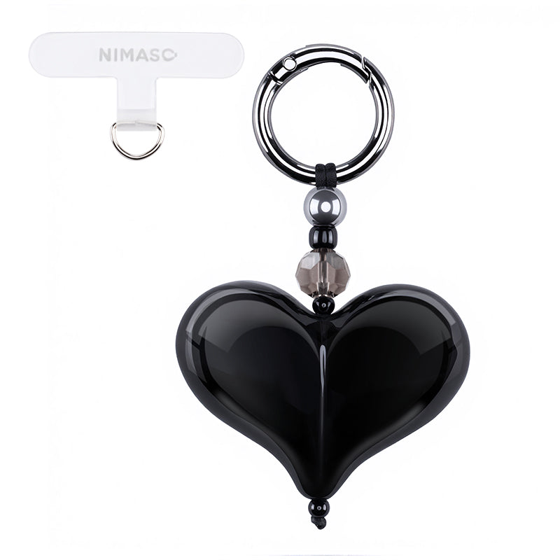 NIMASO スマホチャーム ブラックハート