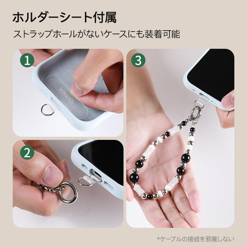 NIMASO スマホストラップ バンブーxビーズ