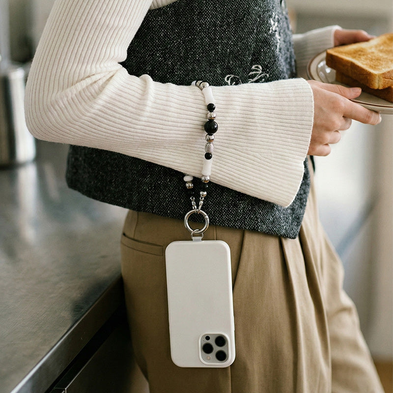 NIMASO スマホストラップ バンブーxビーズ