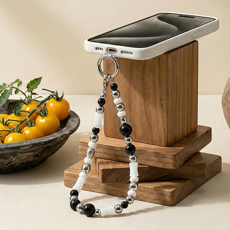 NIMASO スマホストラップ バンブーxビーズ