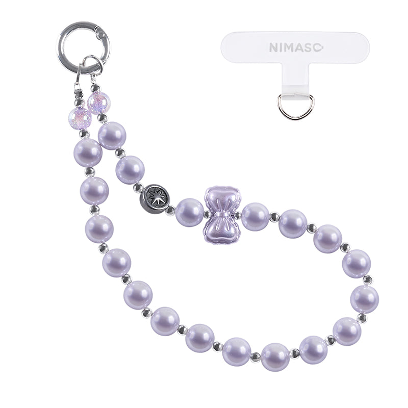 NIMASO スマホストラップ ビーズチェーン ライトパープル 1本