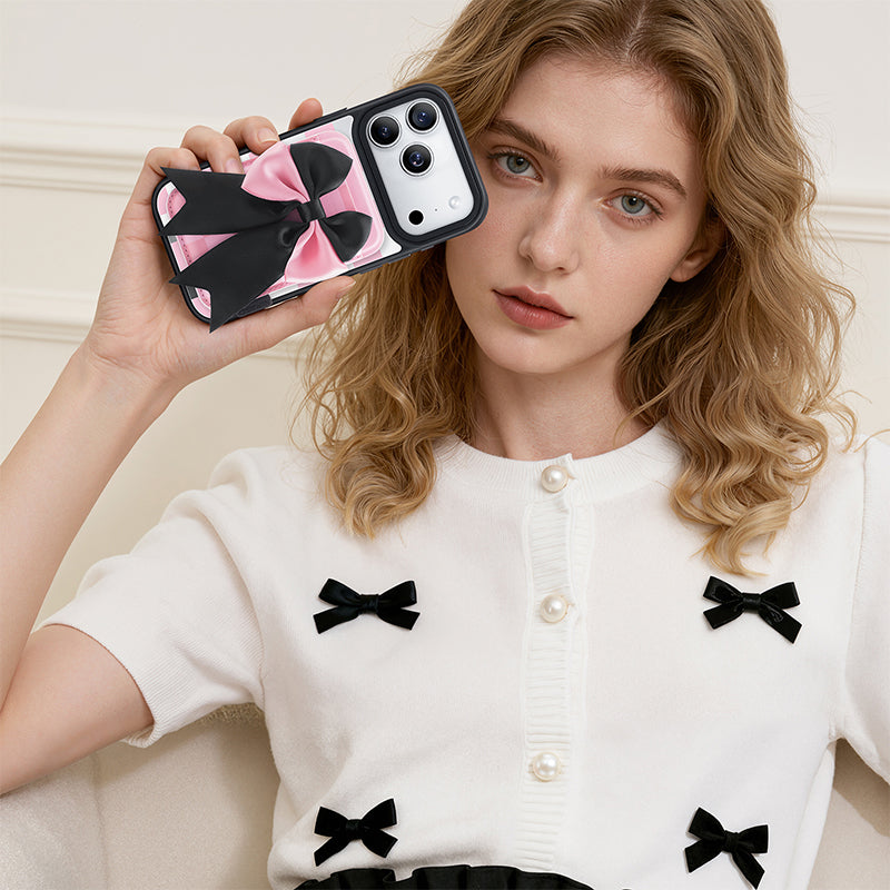 NIMASO MagSafe対応 スマホ カードケース カード収納 チェッカーボード柄 ピンク