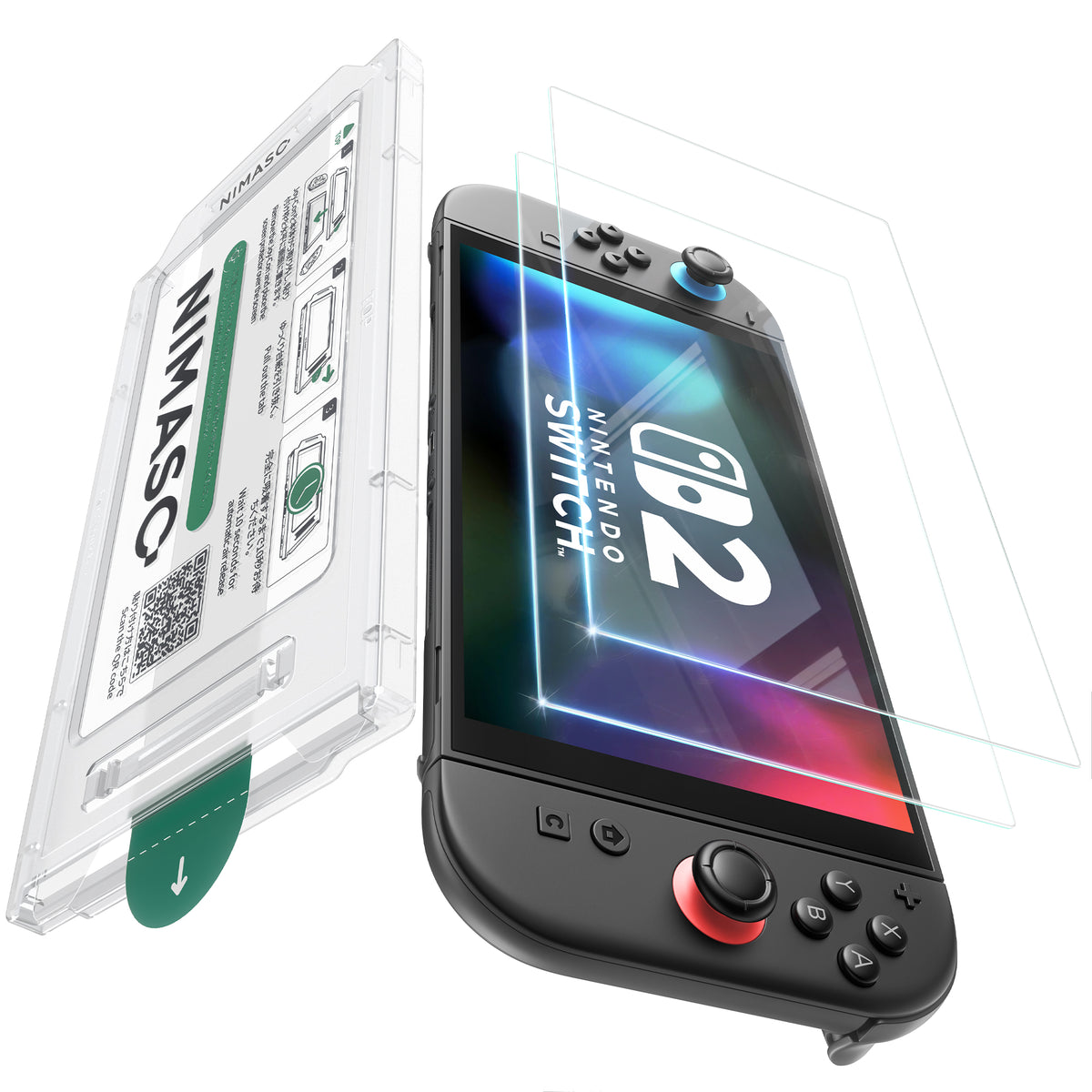 Switch 2 ガラスフィルム 高透明 クリア表示?9H硬度の強化ガラス【NIMASO】