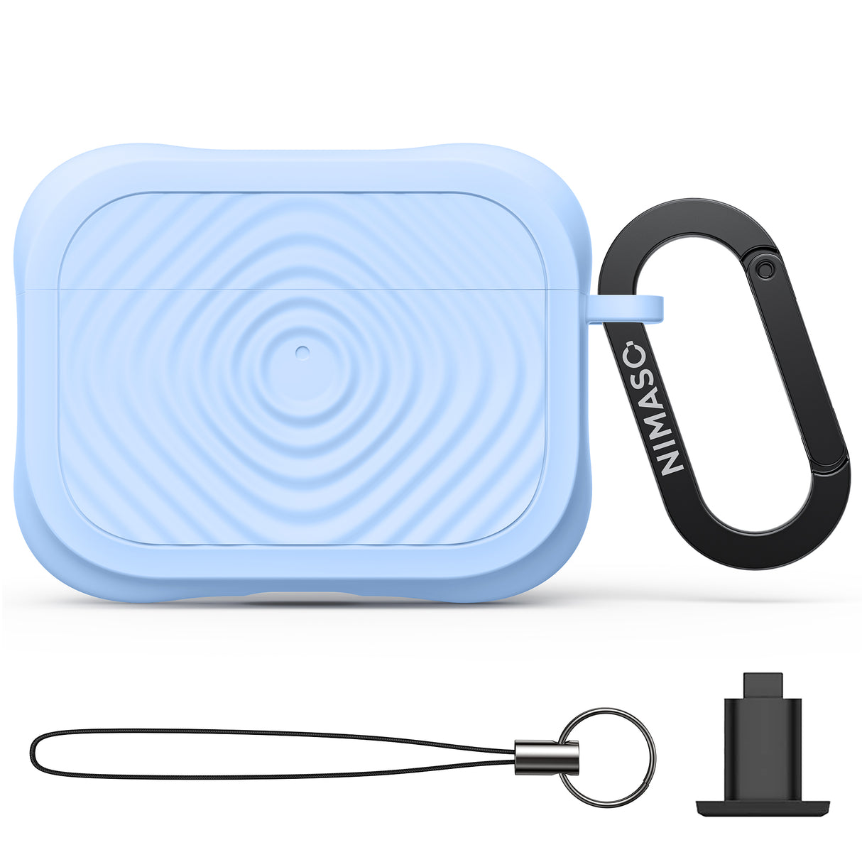 NIMASO Airpods Pro3 2025用 保護ケース シリコーン ワイヤレス充電対応 耐衝撃 キズ防止 カラビナ付き（3色）