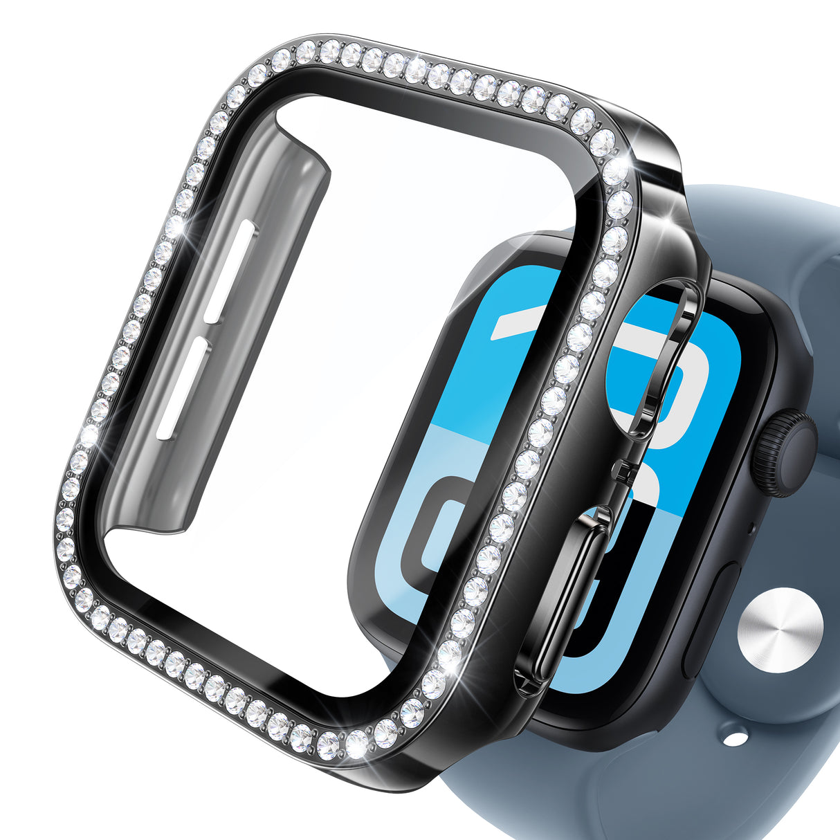 NIMASO Apple watch 11/10/9/8/7/6/5/4/SE3/SE2/SE 対応 キラキラ保護カバー＋ガラスフィルム 一体型 防水防塵 1点セット