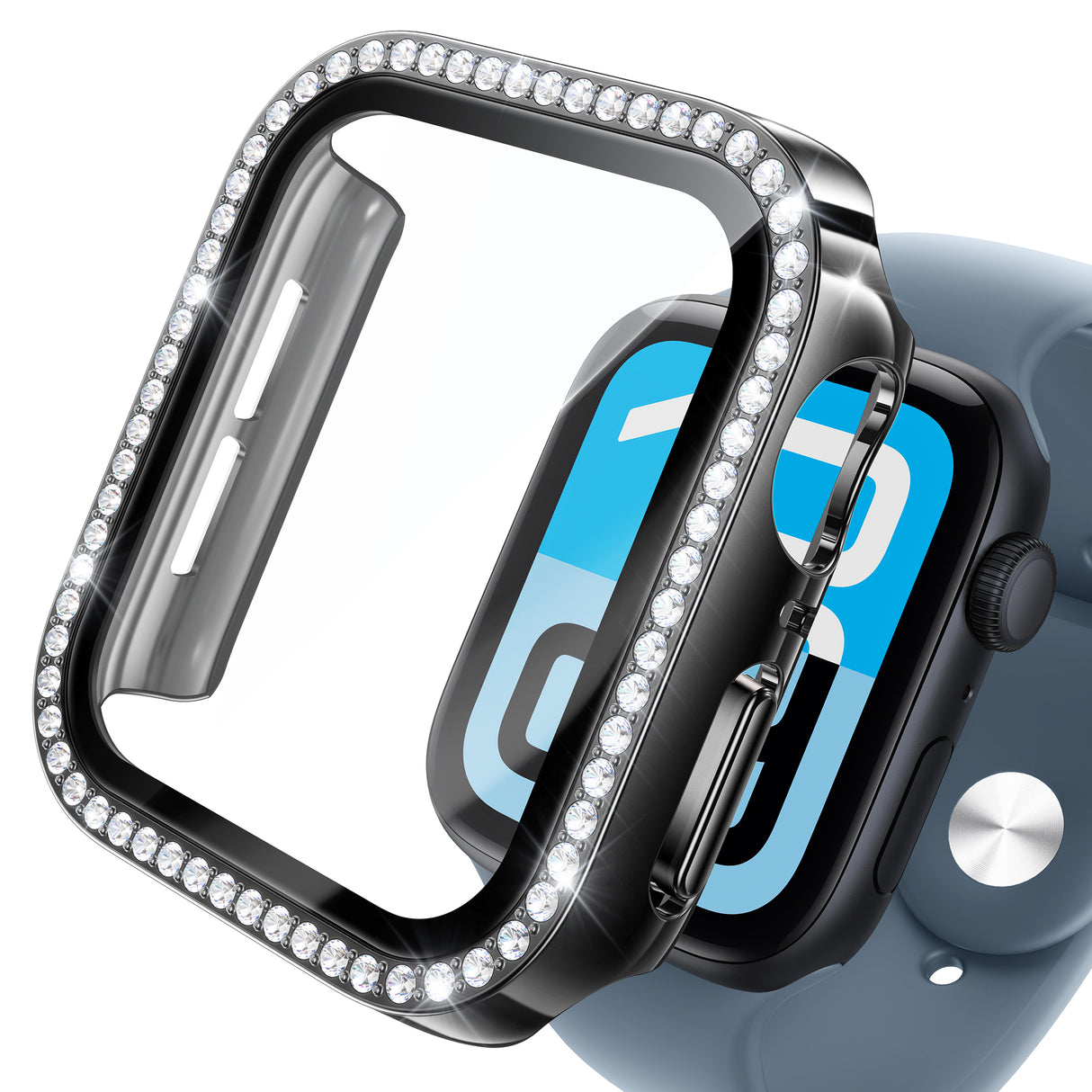 NIMASO Apple watch 11/10/9/8/7/6/5/4/SE3/SE2/SE 対応 キラキラ保護カバー＋ガラスフィルム 一体型 防水防塵 1点セット
