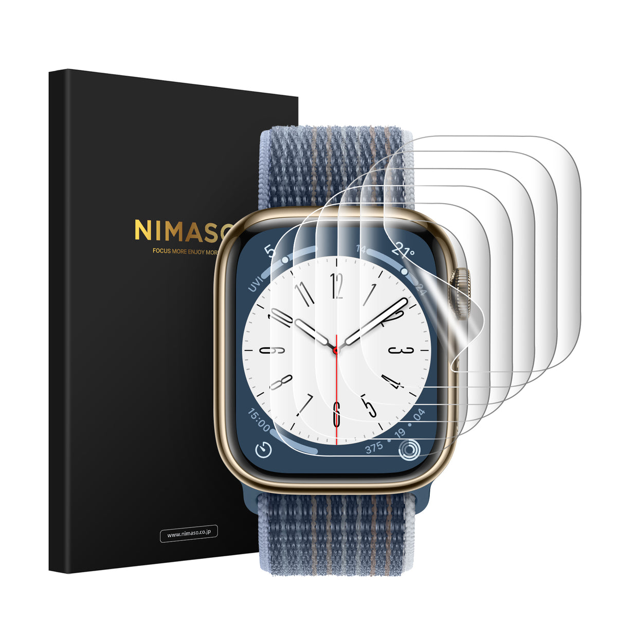 NIMASO Apple Watch 9/8/7 (45mm）用フィルム 防水 気泡レス【6枚入り】