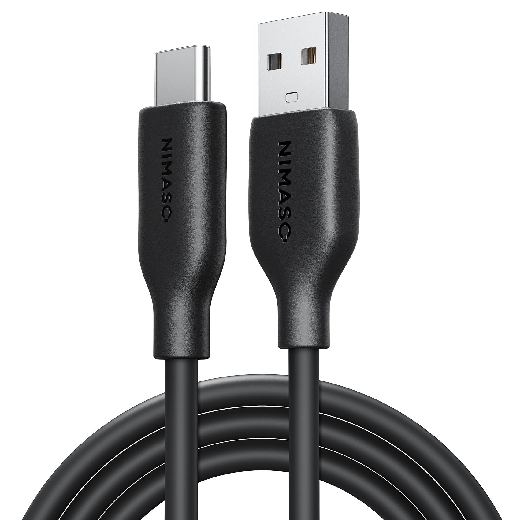 USB Type C ケーブル 2本セット / 2m / ブラック シリコン素材 USB Type C ケーブル 2本セット / 2m / ブラック シリコン素材