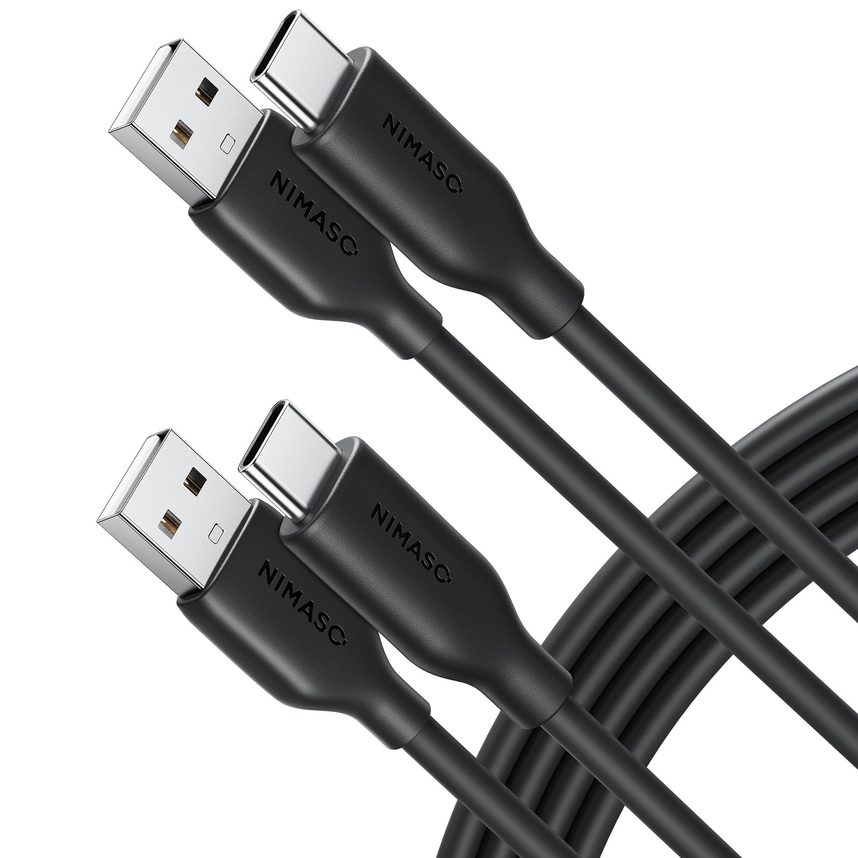 NIMASO USB-A & USB-C ケーブル 絡まないケーブル シリコン素材