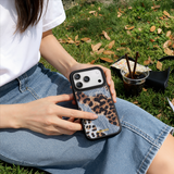 NIMASO iPhone 17/Pro/Pro Max/Air用 ケース MagSafe対応 かわいい おしゃれ 耐衝撃 ワイヤレス充電対応 スマホケース （ワイルドシリーズ）デニム×レオパード
