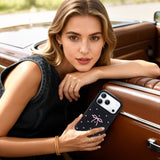 NIMASO iPhone 17/Pro/Pro Max/Air用 ケース MagSafe対応 かわいい おしゃれ 耐衝撃 ワイヤレス充電対応（ファンシーシリーズ）リボン柄 ブラック