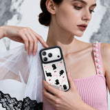 NIMASO iPhone 17/Pro/Pro Max/Air用 ケース MagSafe対応 ミラー かわいい おしゃれ 耐衝撃 ワイヤレス充電対応（ファンシーシリーズ）ブラックキャット