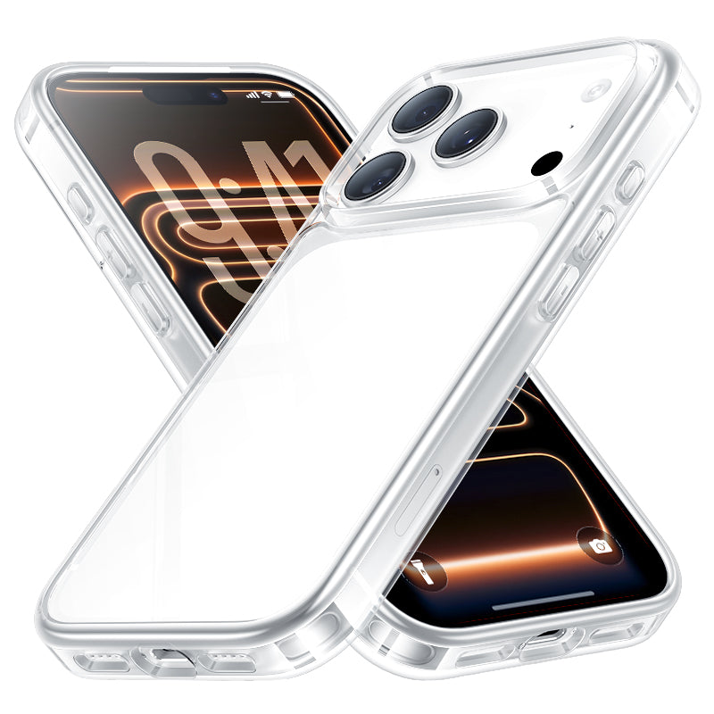 NIMASO iPhone 17/Pro/Pro Max/Air用 ケース クリア/マット 強化ガラス 9H硬度 耐衝撃 黄変防止（氷晶シリーズ）