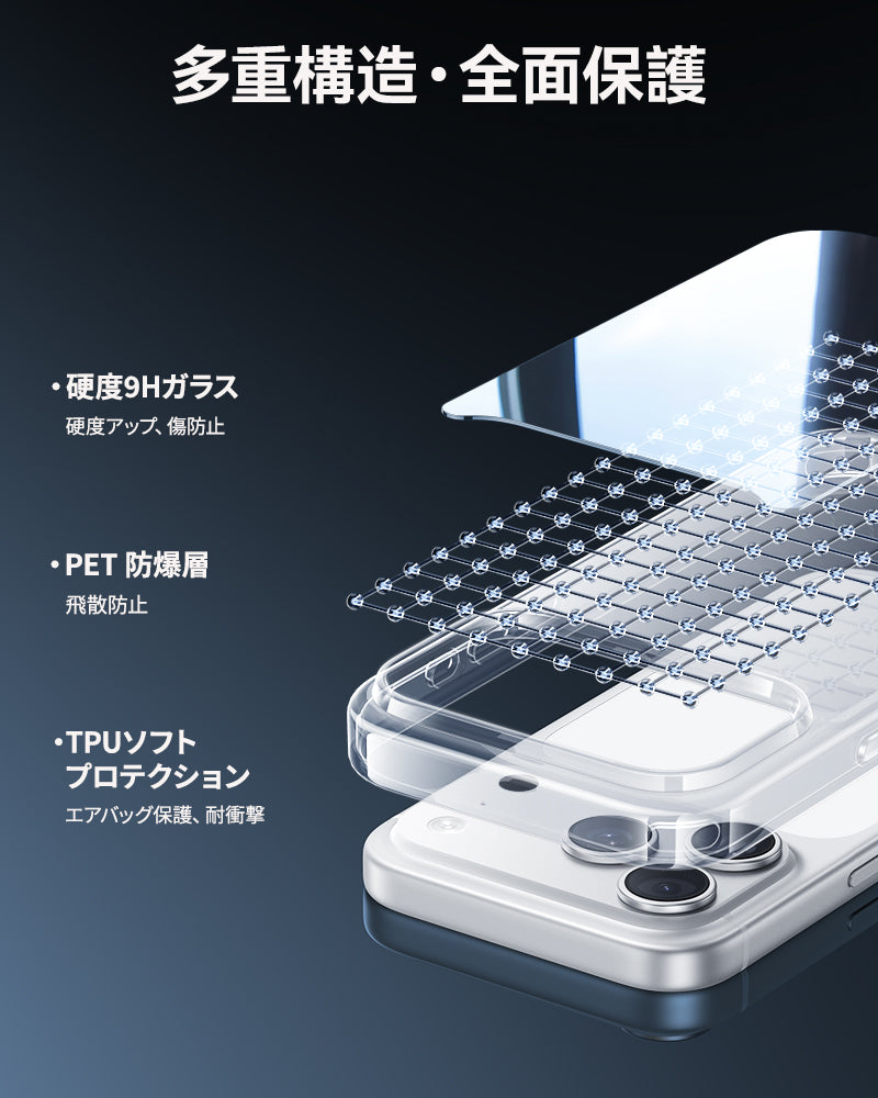 NIMASO Case for iPhone 17/Pro/Pro Max/Air, Clear/Matte, Tempered Glass, 9H Hardness, Impact Resistant, Anti-Yellowing (Ice Crystal Series) 