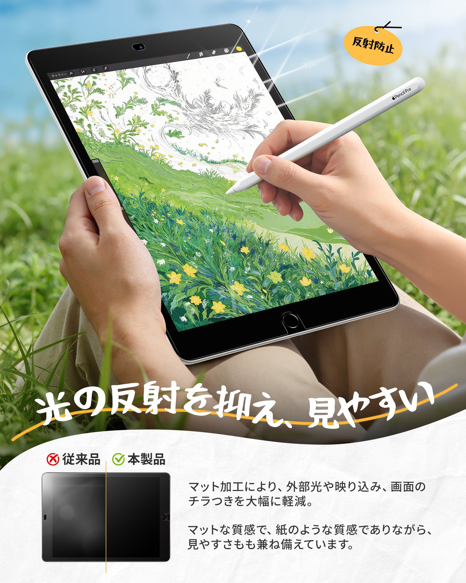 NIMASO iPad 10.2インチ アンチグレア ペーパーライクフィルム 書き