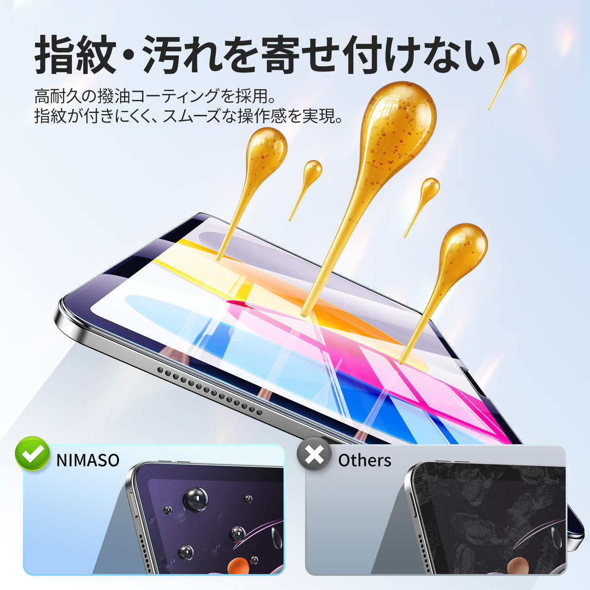 NIMASO ブルーライトカットガラスフィルム iPad 第11世代（A16）2025/iPad 第10世代 2022用 10.9インチ 高光沢 耐衝撃