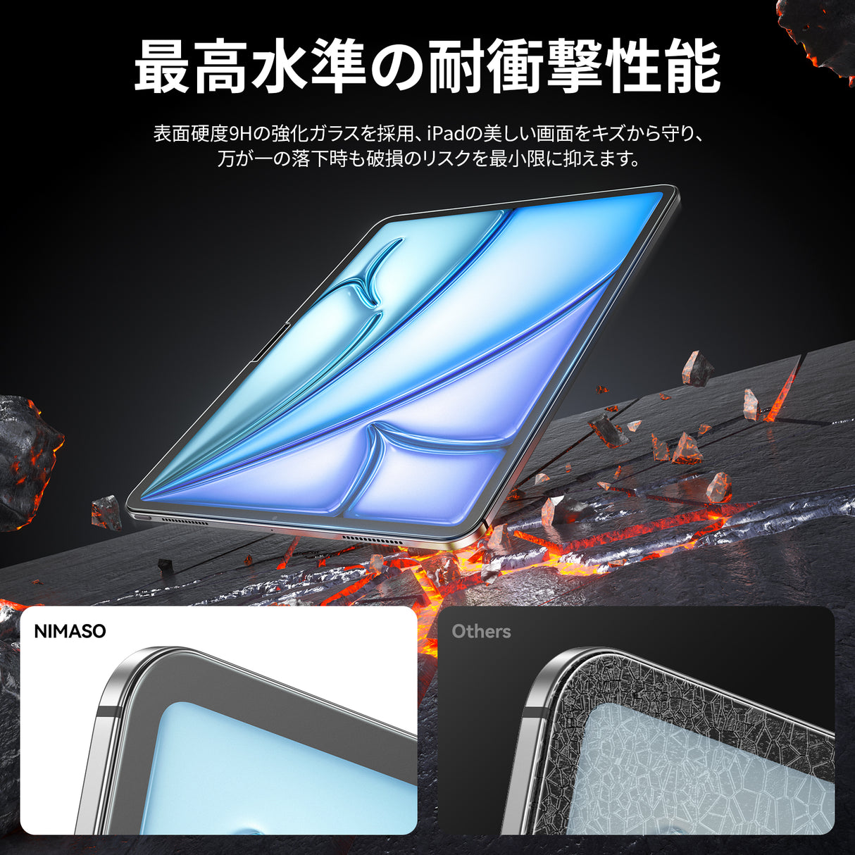 NIMASO アンチグレアガラスフィルム iPad Air 11 インチ M4 第8世代 2026/iPad Air M3 第7世代 2025/iPad Air M2 第6世代 2024用 ガイド枠付き
