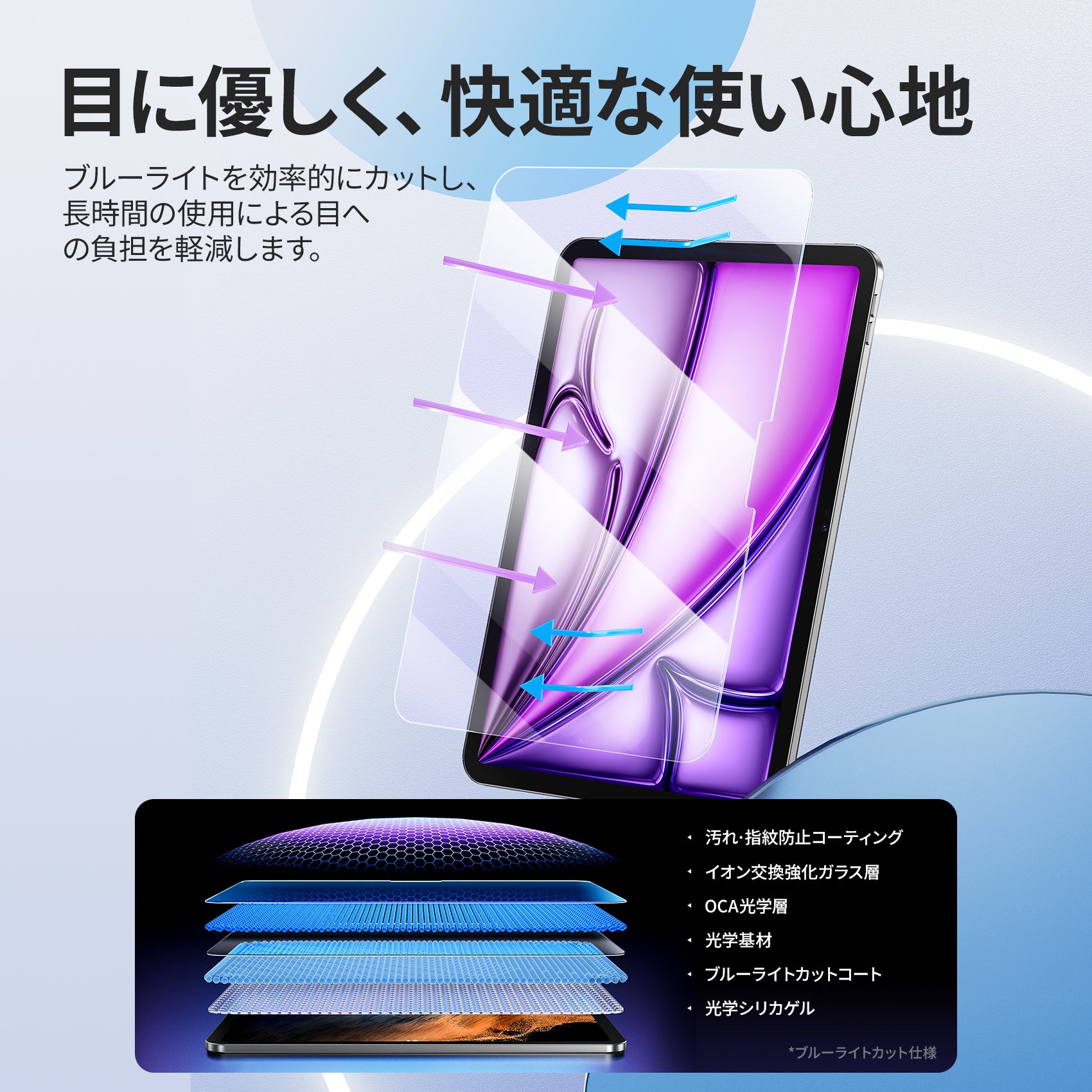 NIMASO ブルーライトカットガラスフィルム iPad Air 13インチ M4 第8